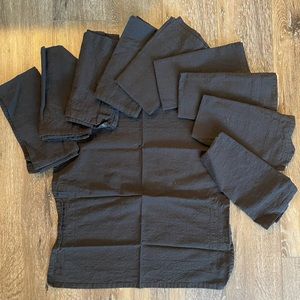 10 Black Linen Napkins Cloth